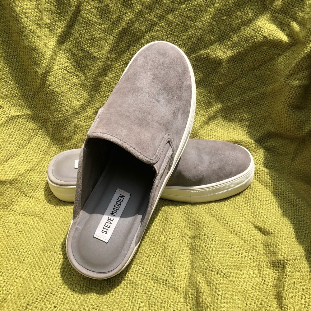 Brand New Steve Madden Grey Suede Slip-ons